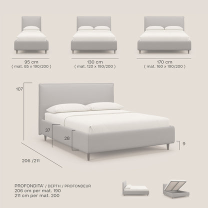 Hunter letto imbottito contenitore sfoderabile in tessuto impermeabile fiammato T19 beige 