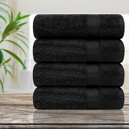 Hand Towels for Bathroom Cotton 600 GSM 18X28 Inch by Ample Decor - 4 Pcs
