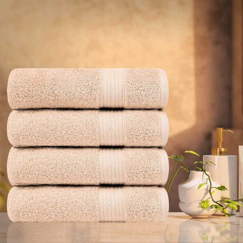 Hand Towels for Bathroom Cotton 600 GSM 18X28 Inch by Ample Decor - 4 Pcs