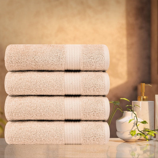 Hand Towels for Bathroom Cotton 600 GSM 18X28 Inch by Ample Decor - 4 Pcs
