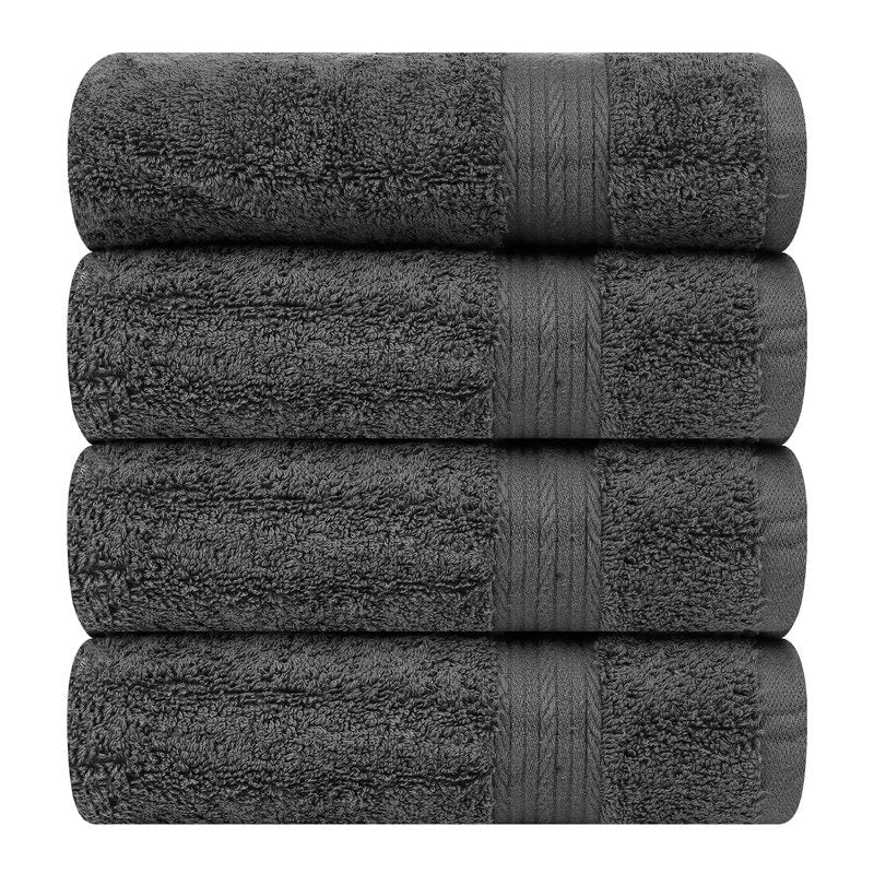 Hand Towels for Bathroom Cotton 600 GSM 18X28 Inch by Ample Decor - 4 Pcs