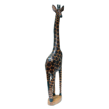 Handcarved Wooden Giraffe Statue