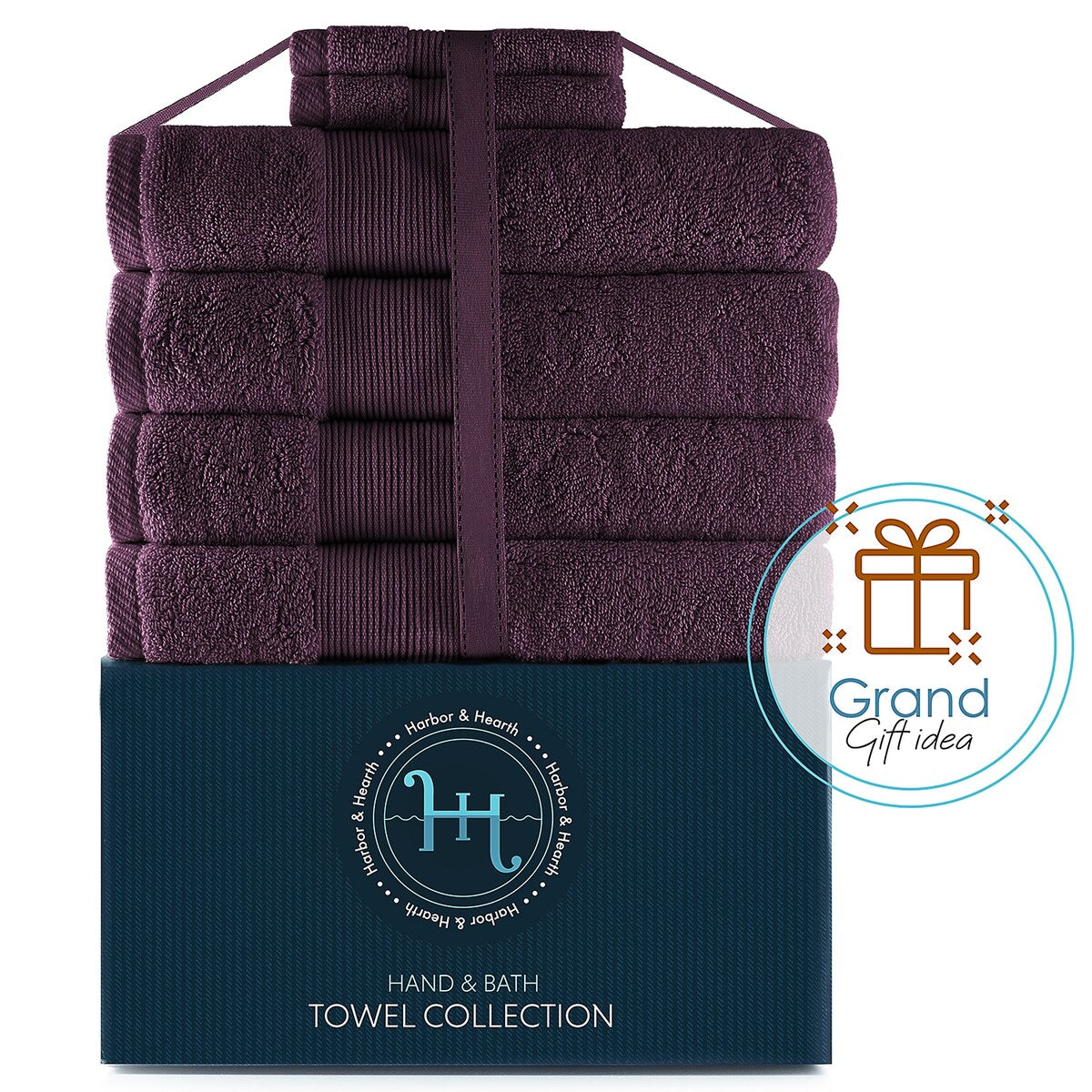 Hearth & Harbor 100 Percent Cotton Ultra Soft and Absorbent Bath Towel Set