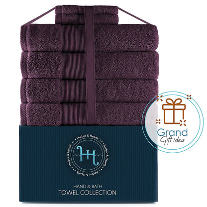 Hearth & Harbor 100 Percent Cotton Ultra Soft and Absorbent Bath Towel Set