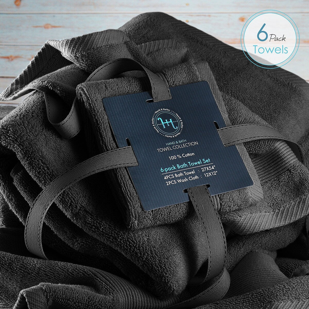 Hearth & Harbor 100 Percent Cotton Ultra Soft and Absorbent Bath Towel Set