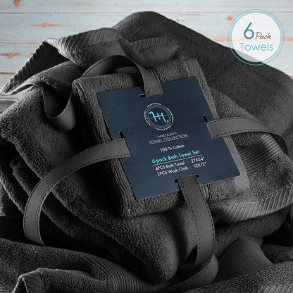 Hearth & Harbor 100 Percent Cotton Ultra Soft and Absorbent Bath Towel Set