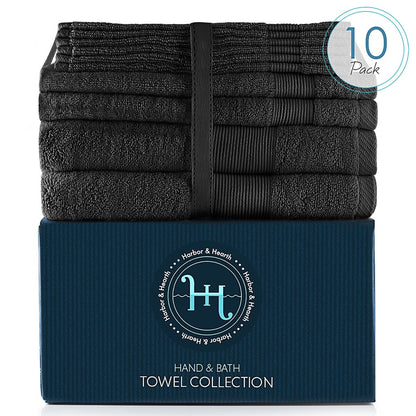 Hearth & Harbor 100 Percent Cotton Ultra Soft and Absorbent Bath Towel Set