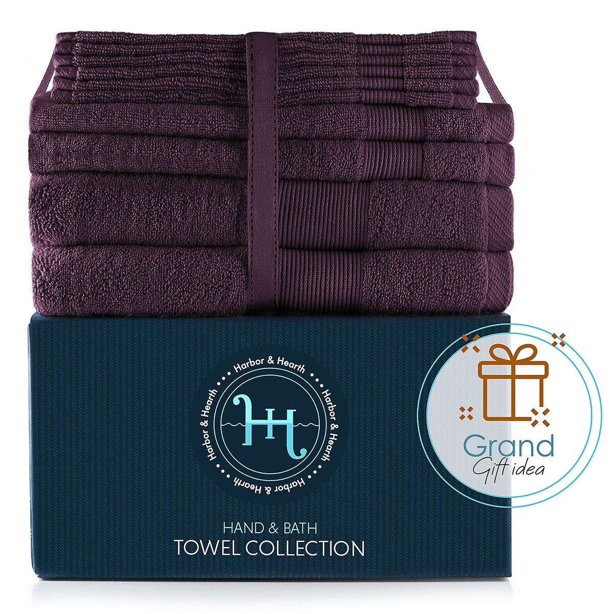 Hearth & Harbor 100 Percent Cotton Ultra Soft and Absorbent Bath Towel Set