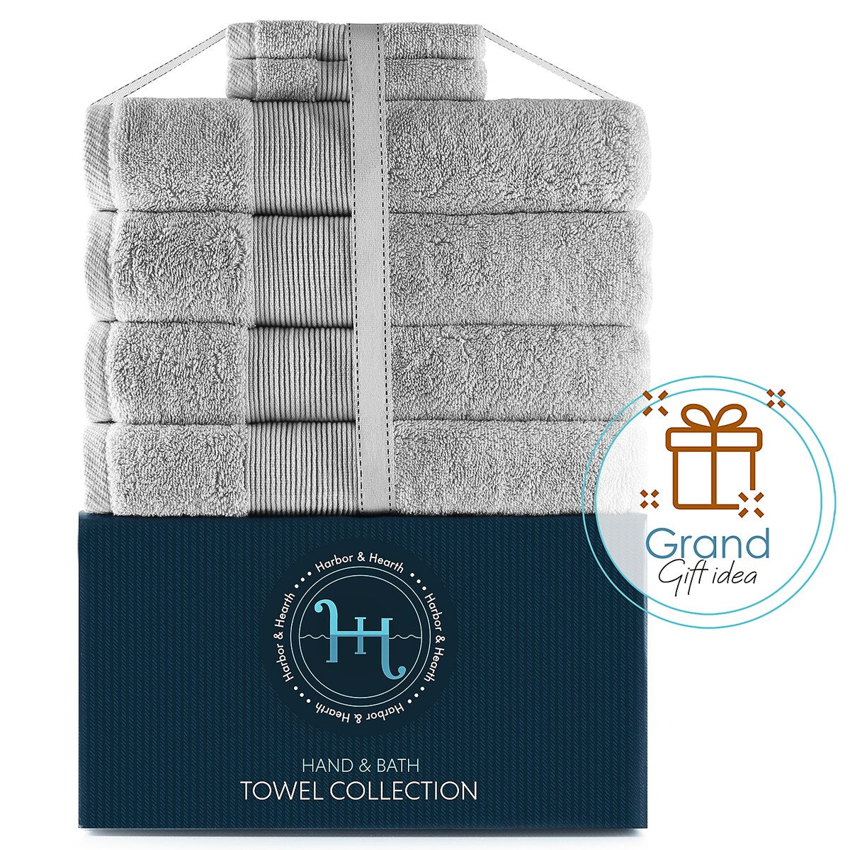 Hearth & Harbor 100 Percent Cotton Ultra Soft and Absorbent Bath Towel Set