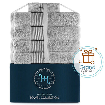 Hearth & Harbor 100 Percent Cotton Ultra Soft and Absorbent Bath Towel Set