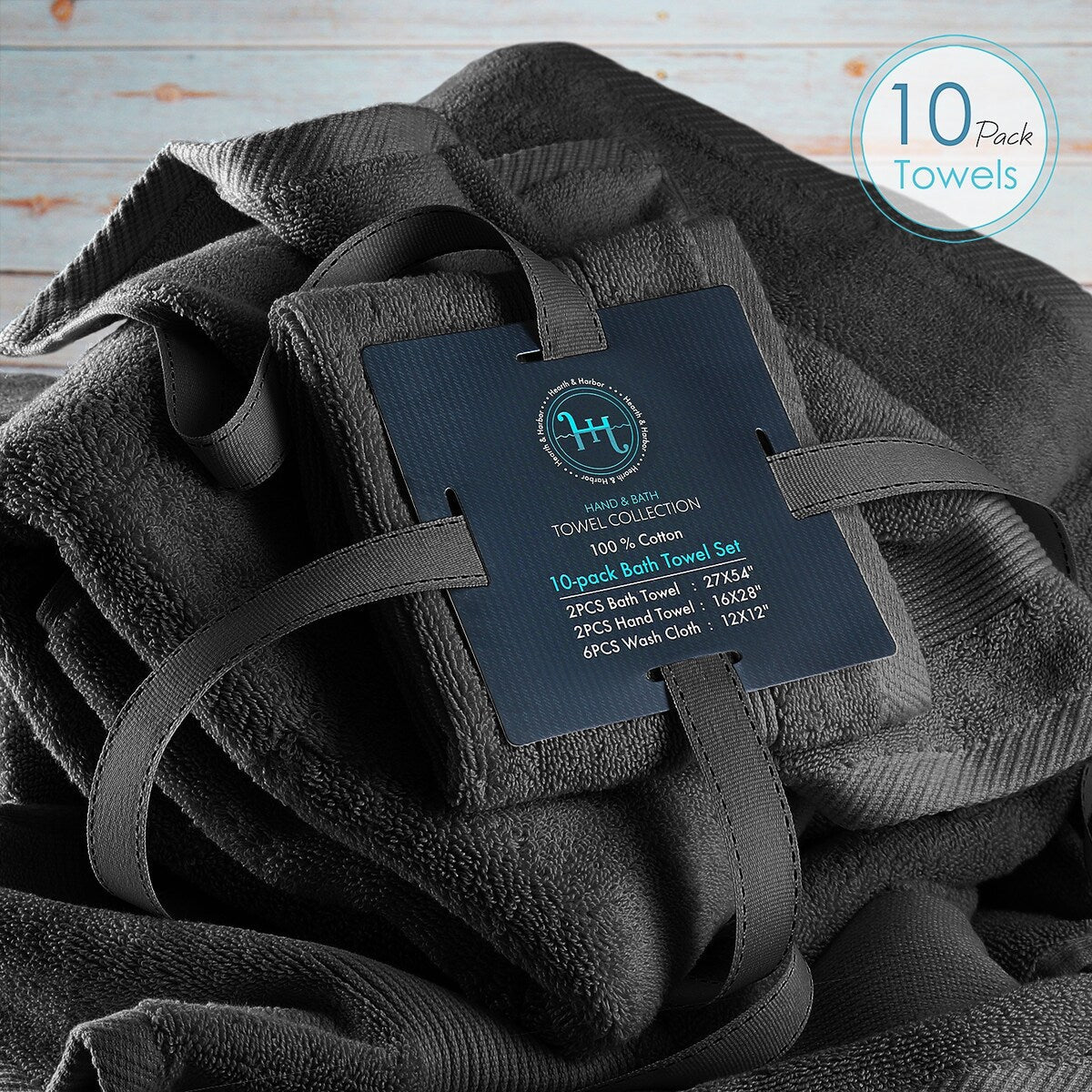 Hearth & Harbor 100 Percent Cotton Ultra Soft and Absorbent Bath Towel Set