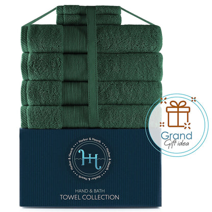 Hearth & Harbor 100 Percent Cotton Ultra Soft and Absorbent Bath Towel Set