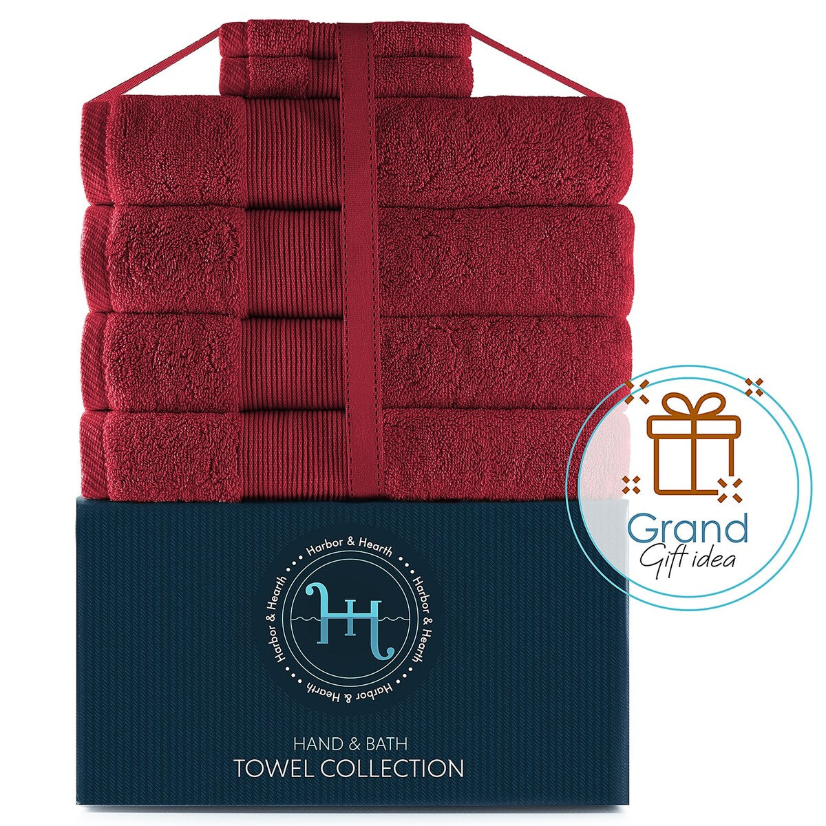 Hearth & Harbor 100 Percent Cotton Ultra Soft and Absorbent Bath Towel Set