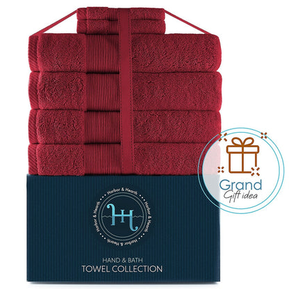 Hearth & Harbor 100 Percent Cotton Ultra Soft and Absorbent Bath Towel Set