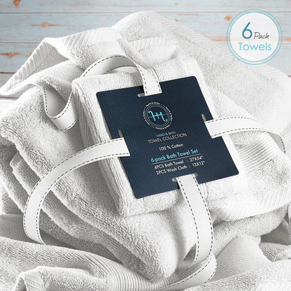 Hearth & Harbor 100 Percent Cotton Ultra Soft and Absorbent Bath Towel Set