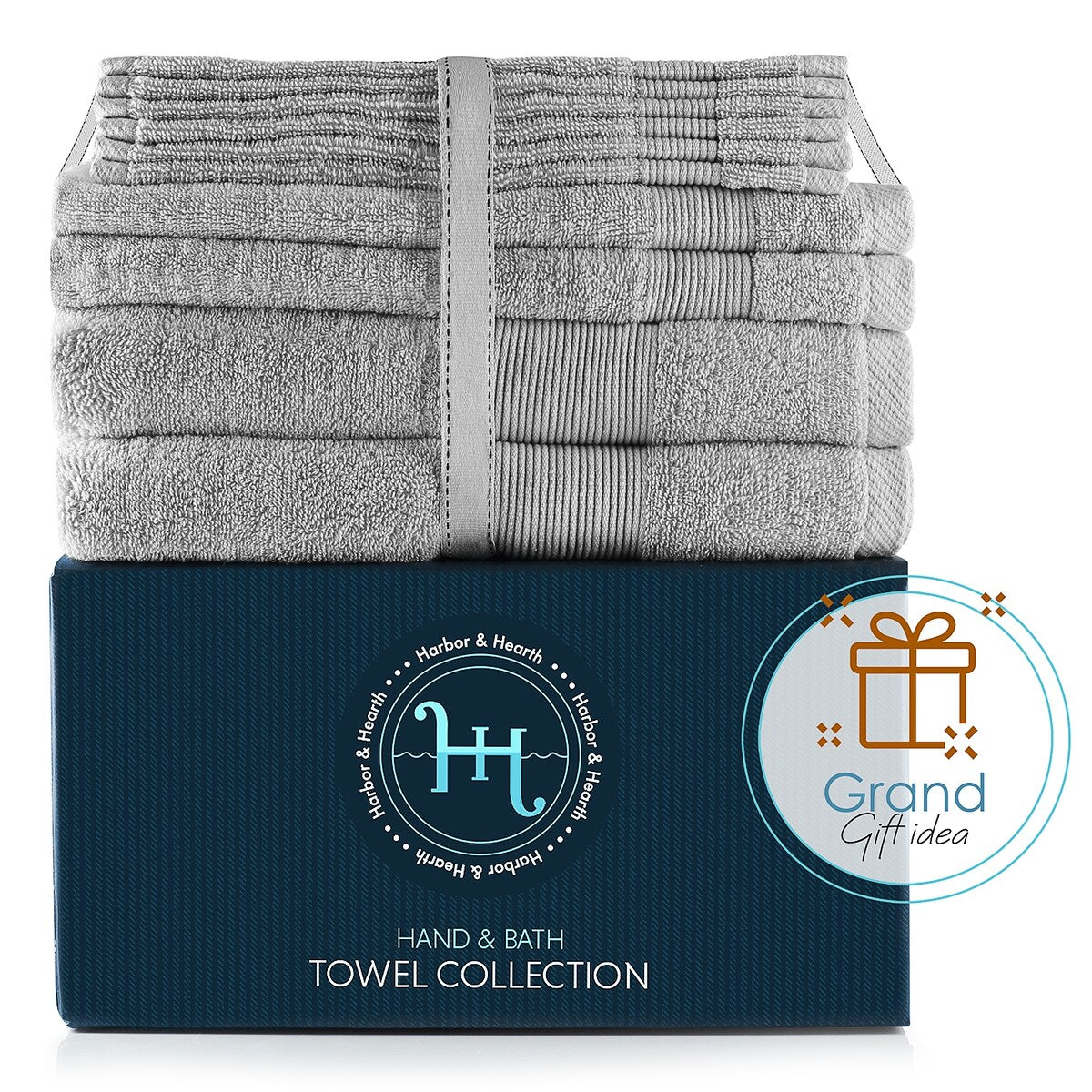 Hearth & Harbor 100 Percent Cotton Ultra Soft and Absorbent Bath Towel Set