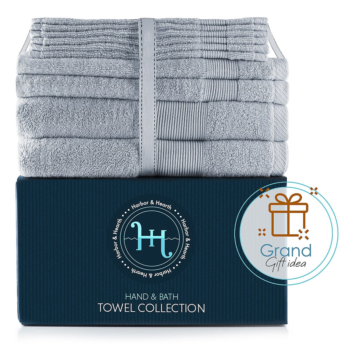 Hearth & Harbor 100 Percent Cotton Ultra Soft and Absorbent Bath Towel Set
