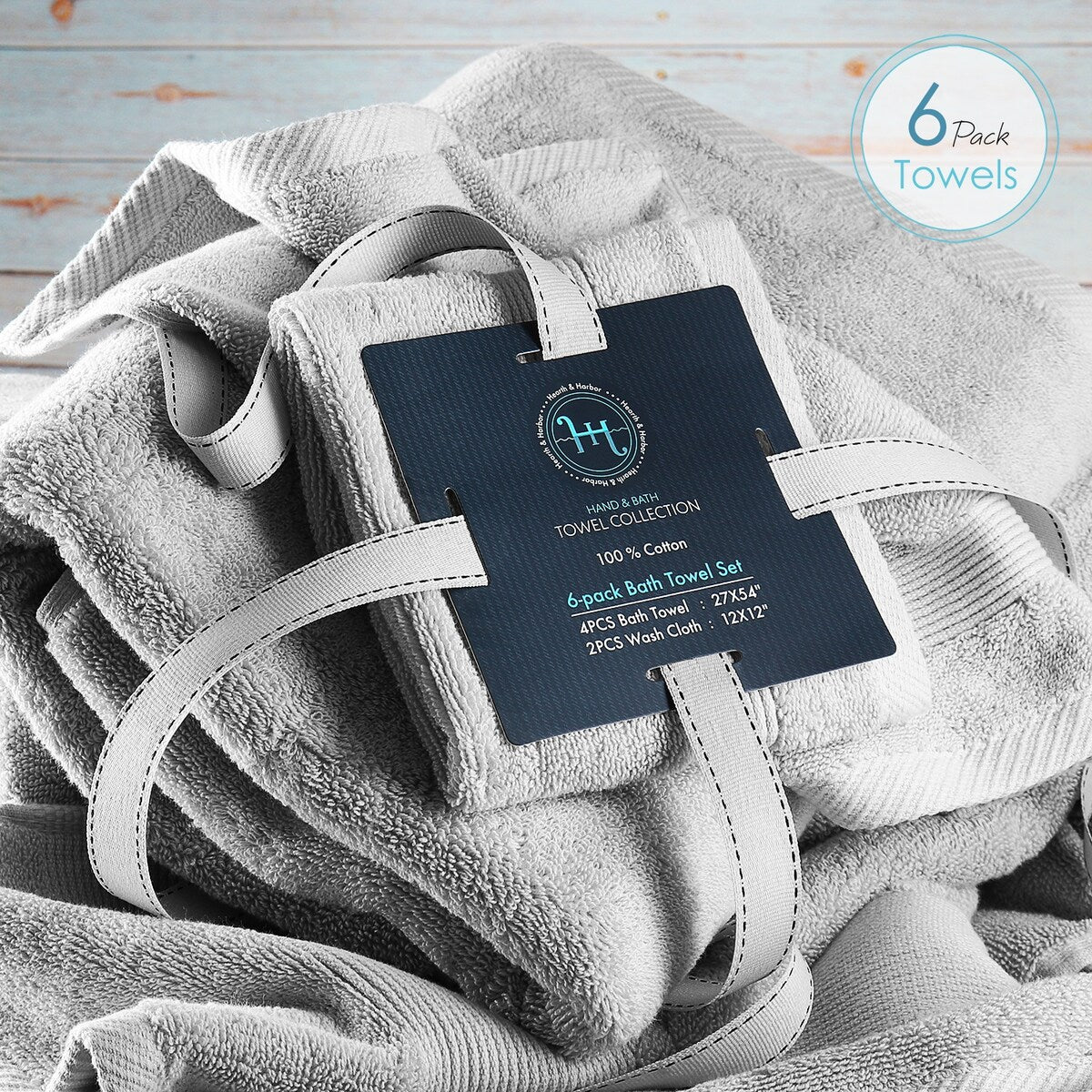 Hearth & Harbor 100 Percent Cotton Ultra Soft and Absorbent Bath Towel Set