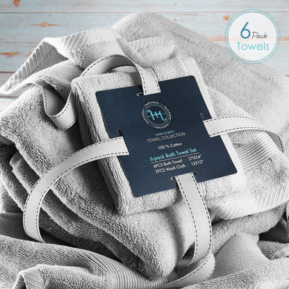 Hearth & Harbor 100 Percent Cotton Ultra Soft and Absorbent Bath Towel Set