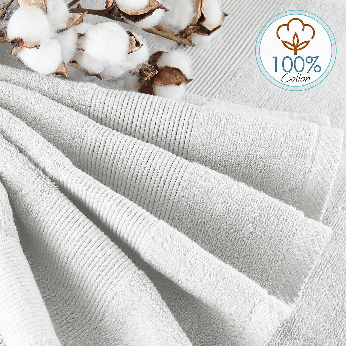Hearth & Harbor 100 Percent Cotton Ultra Soft and Absorbent Bath Towel Set