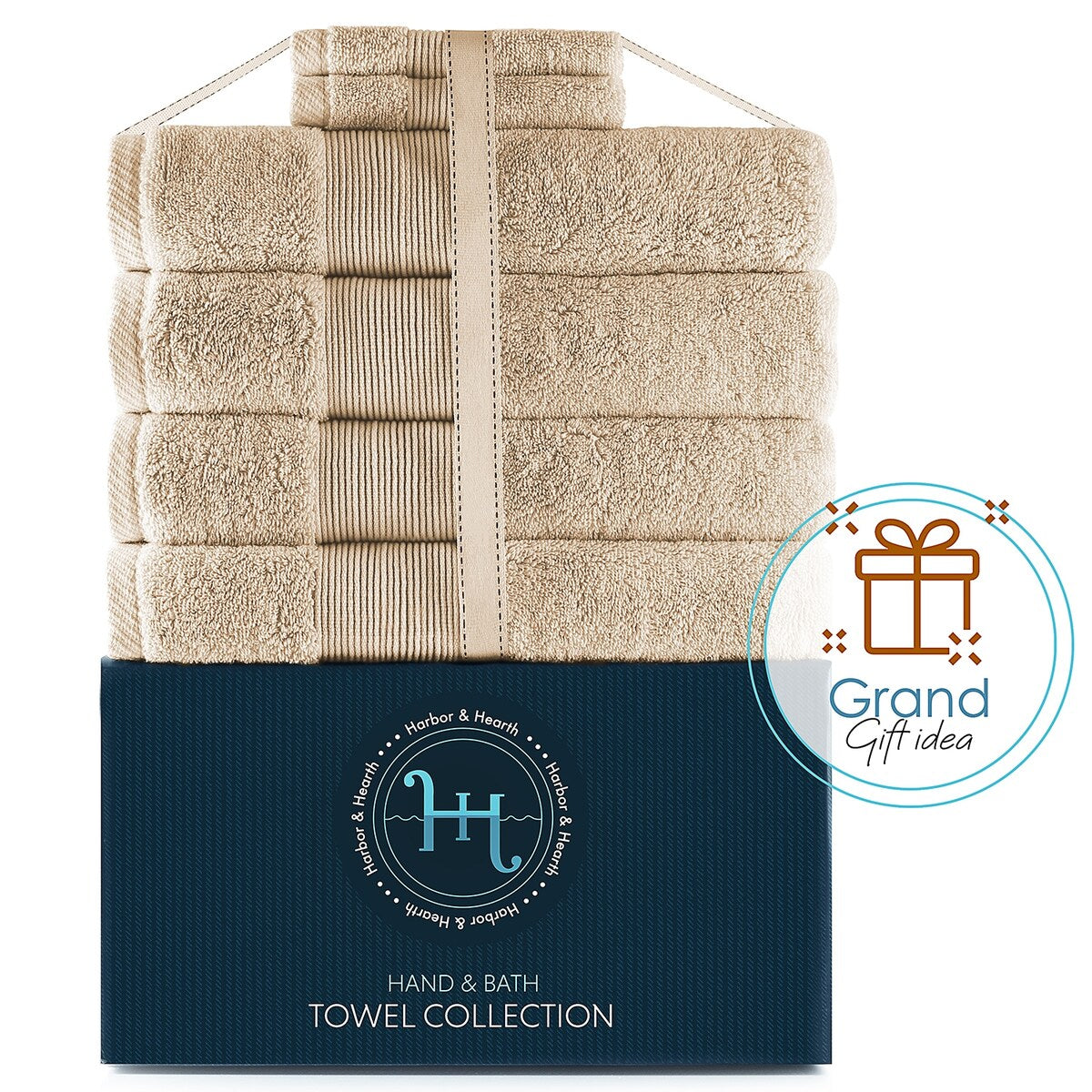 Hearth & Harbor 100 Percent Cotton Ultra Soft and Absorbent Bath Towel Set