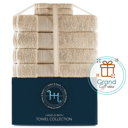 Hearth & Harbor 100 Percent Cotton Ultra Soft and Absorbent Bath Towel Set