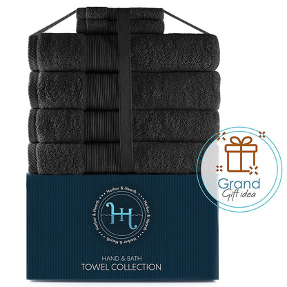 Hearth & Harbor 100 Percent Cotton Ultra Soft and Absorbent Bath Towel Set