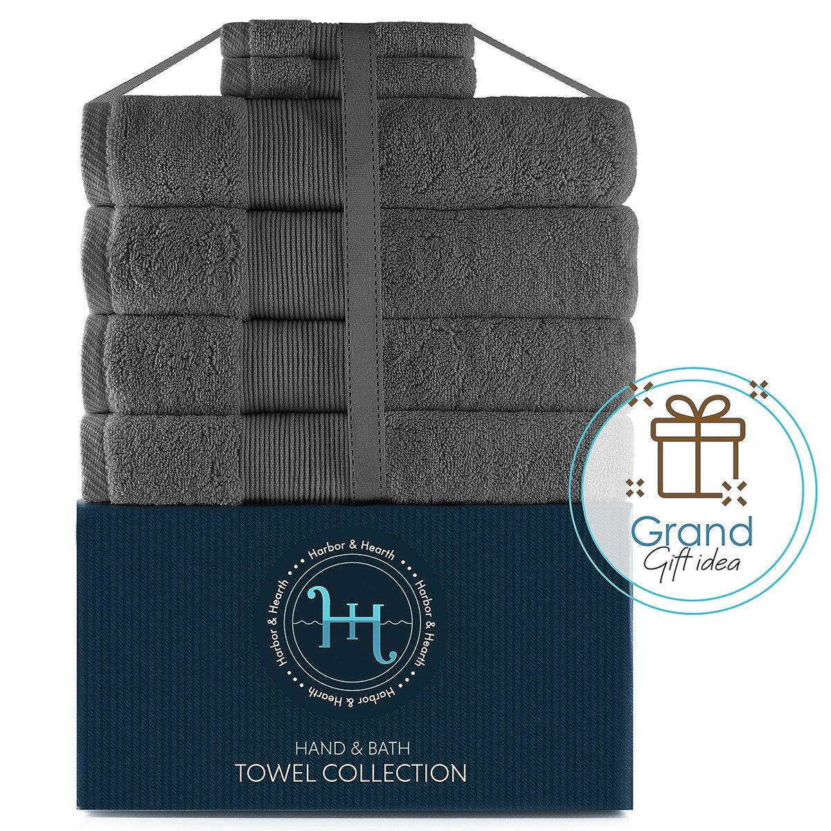 Hearth & Harbor 100 Percent Cotton Ultra Soft and Absorbent Bath Towel Set