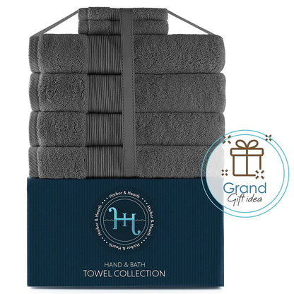 Hearth & Harbor 100 Percent Cotton Ultra Soft and Absorbent Bath Towel Set