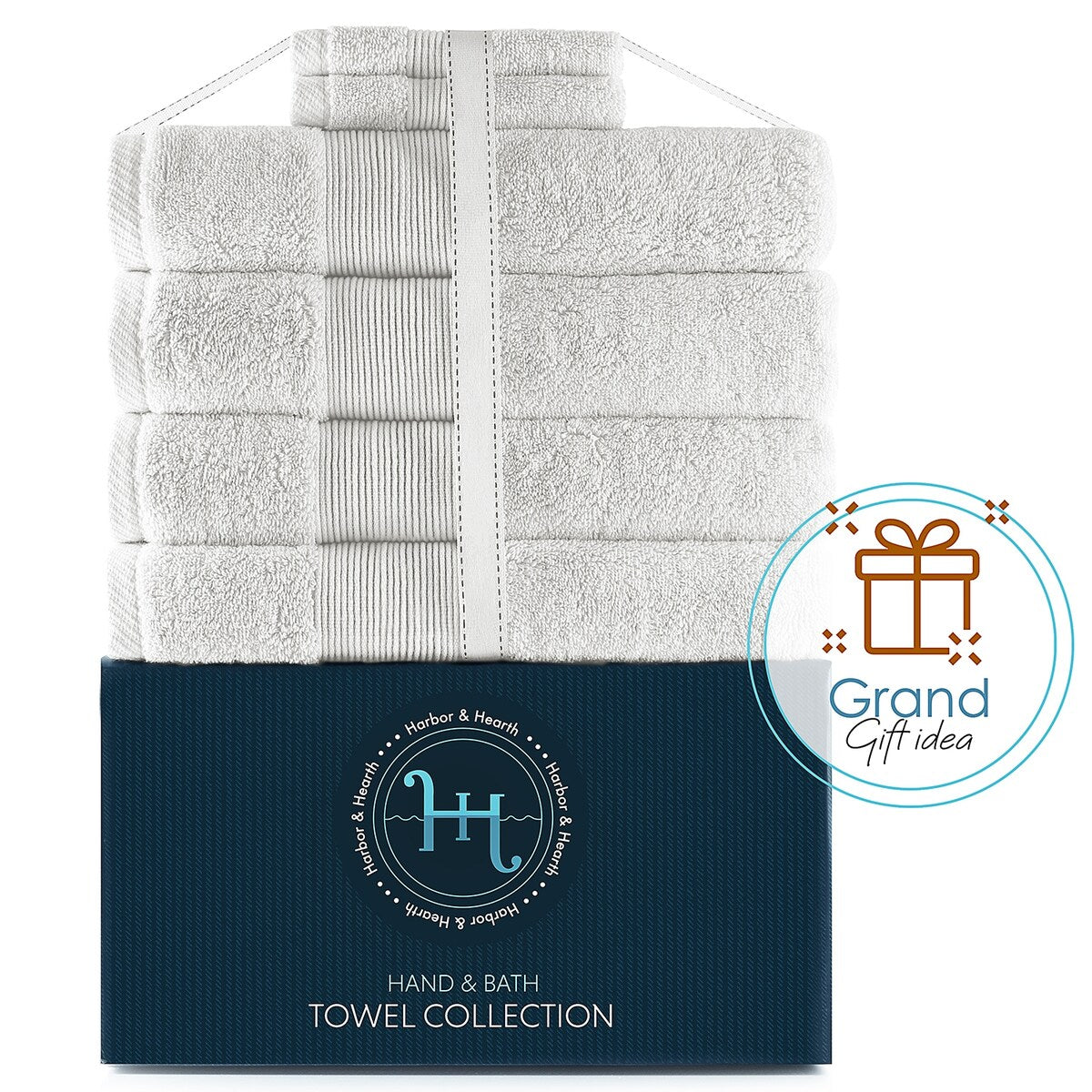 Hearth & Harbor 100 Percent Cotton Ultra Soft and Absorbent Bath Towel Set