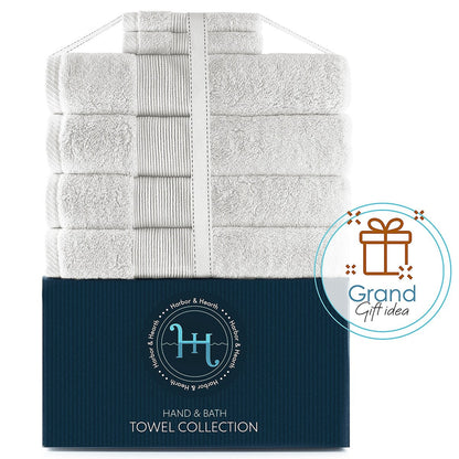 Hearth & Harbor 100 Percent Cotton Ultra Soft and Absorbent Bath Towel Set