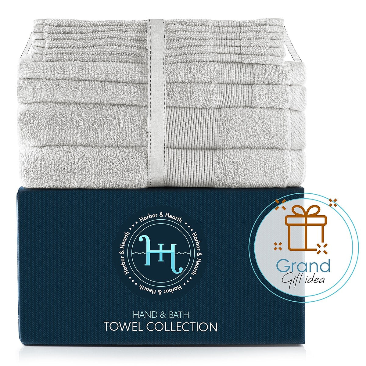 Hearth & Harbor 100 Percent Cotton Ultra Soft and Absorbent Bath Towel Set