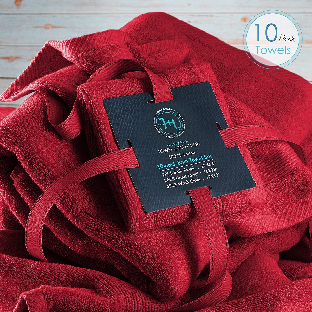 Hearth & Harbor 100 Percent Cotton Ultra Soft and Absorbent Bath Towel Set