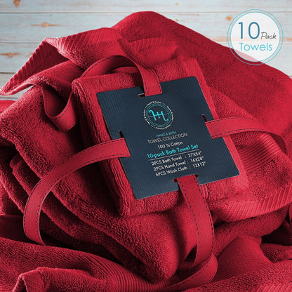Hearth & Harbor 100 Percent Cotton Ultra Soft and Absorbent Bath Towel Set