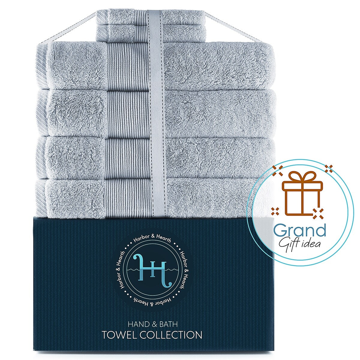 Hearth & Harbor 100 Percent Cotton Ultra Soft and Absorbent Bath Towel Set