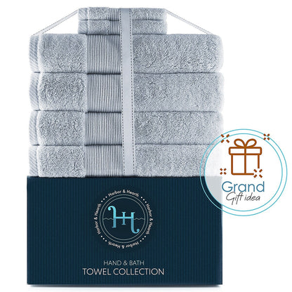 Hearth & Harbor 100 Percent Cotton Ultra Soft and Absorbent Bath Towel Set