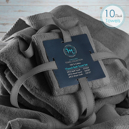 Hearth & Harbor 100 Percent Cotton Ultra Soft and Absorbent Bath Towel Set