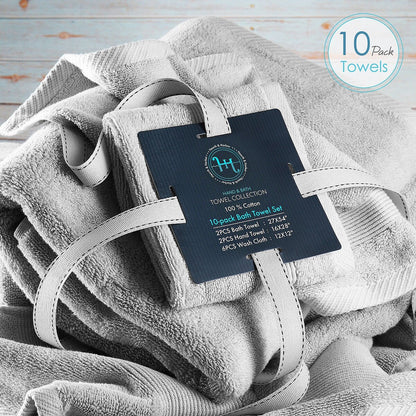 Hearth & Harbor 100 Percent Cotton Ultra Soft and Absorbent Bath Towel Set