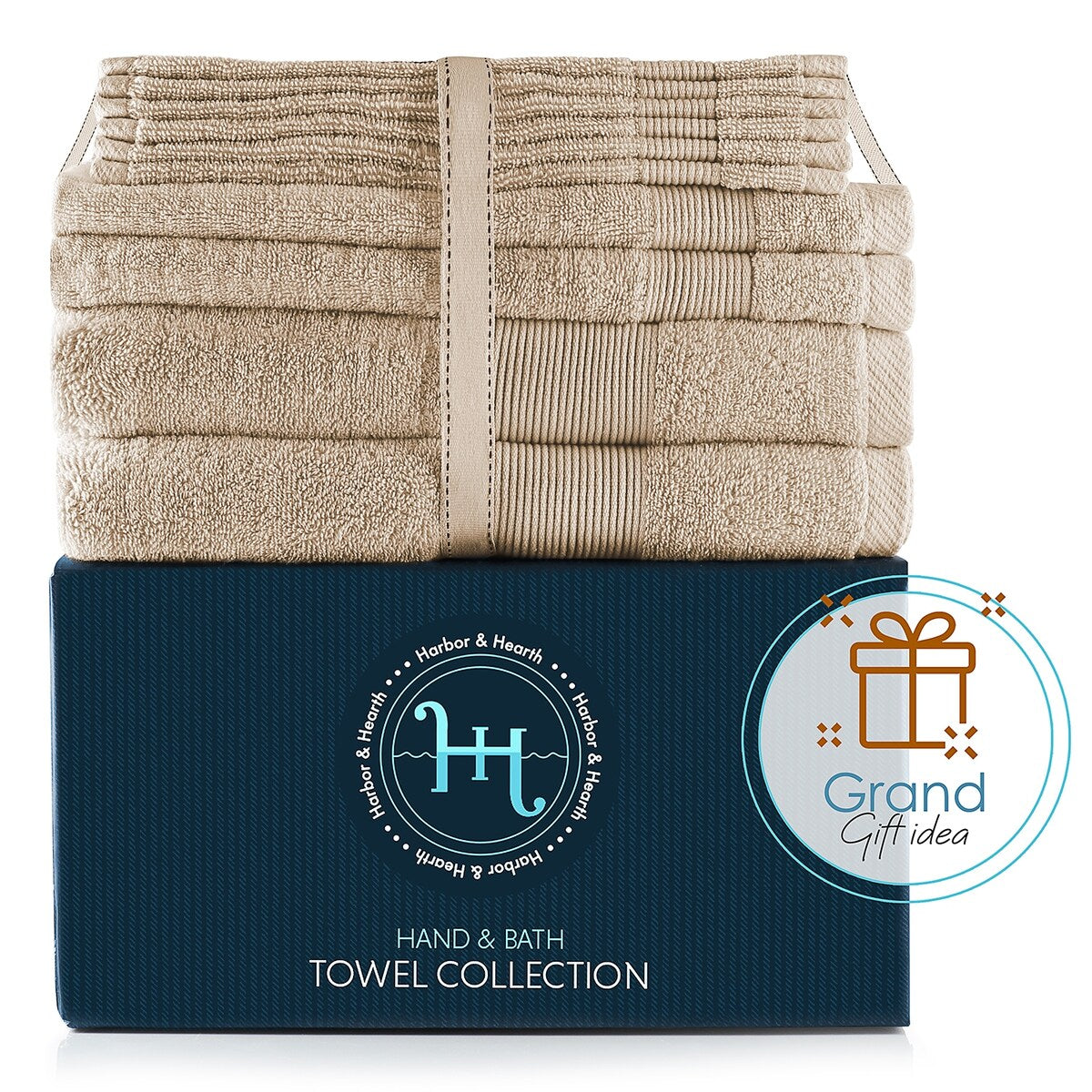 Hearth & Harbor 100 Percent Cotton Ultra Soft and Absorbent Bath Towel Set
