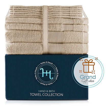 Hearth & Harbor 100 Percent Cotton Ultra Soft and Absorbent Bath Towel Set