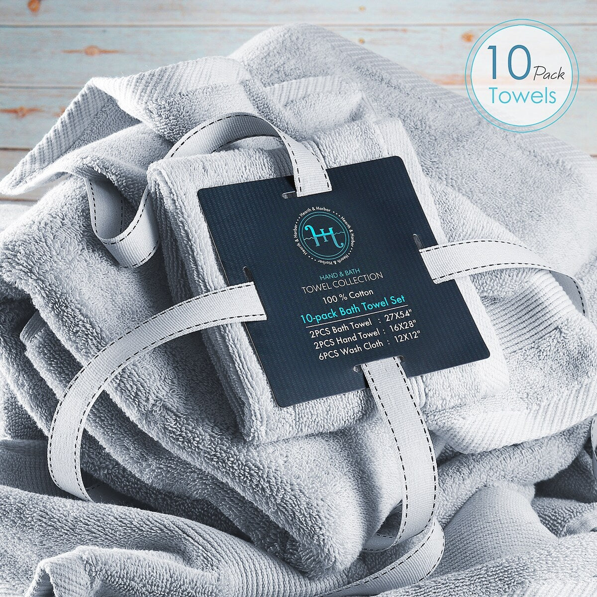 Hearth & Harbor 100 Percent Cotton Ultra Soft and Absorbent Bath Towel Set