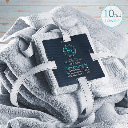 Hearth & Harbor 100 Percent Cotton Ultra Soft and Absorbent Bath Towel Set