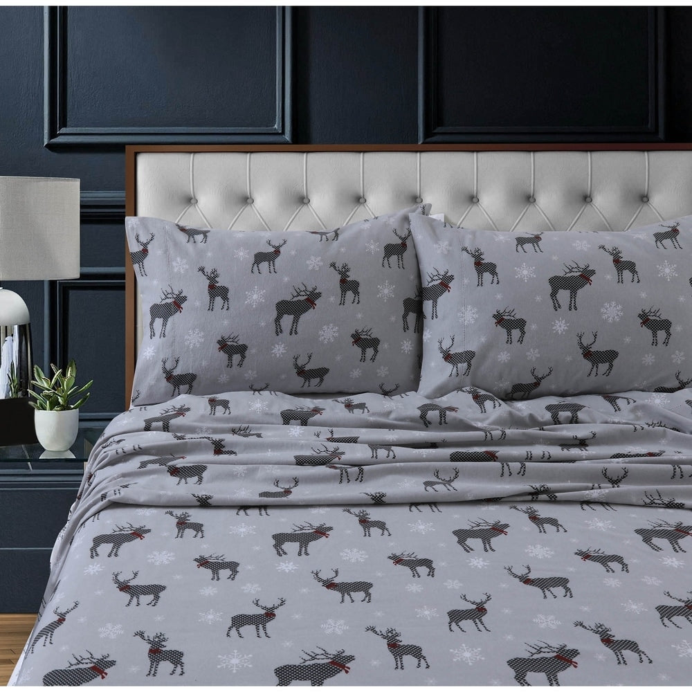 Heavyweight 200GSM Cotton Flannel Printed Extra Deep Pocket Sheet Set