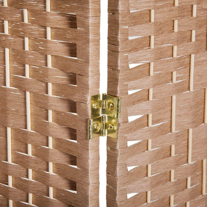 HomCom 6' Tall Wicker Weave Three Panel Room Divider Privacy Screen - Natural Blonde Wood