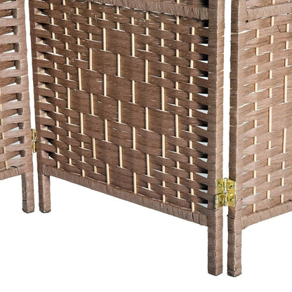 HomCom 6' Tall Wicker Weave Three Panel Room Divider Privacy Screen - Natural Blonde Wood