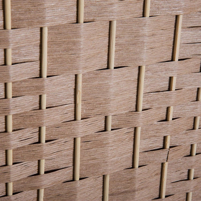 HomCom 6' Tall Wicker Weave Three Panel Room Divider Privacy Screen - Natural Blonde Wood