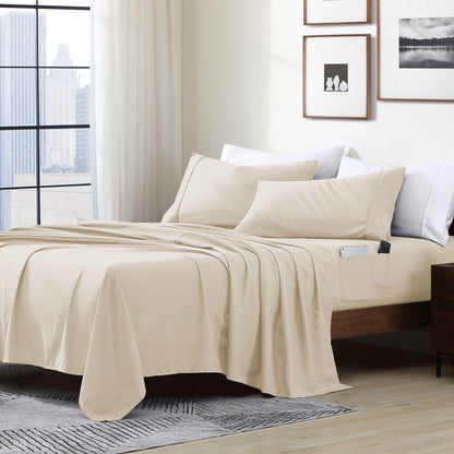 Home Essential Soft Microfiber Smart Sheet Storage Pocket Bedding Sheet Set