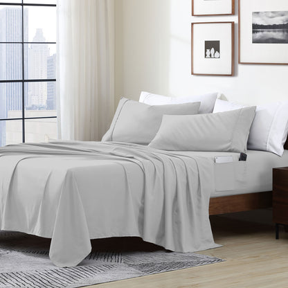 Home Essential Soft Microfiber Smart Sheet Storage Pocket Bedding Sheet Set
