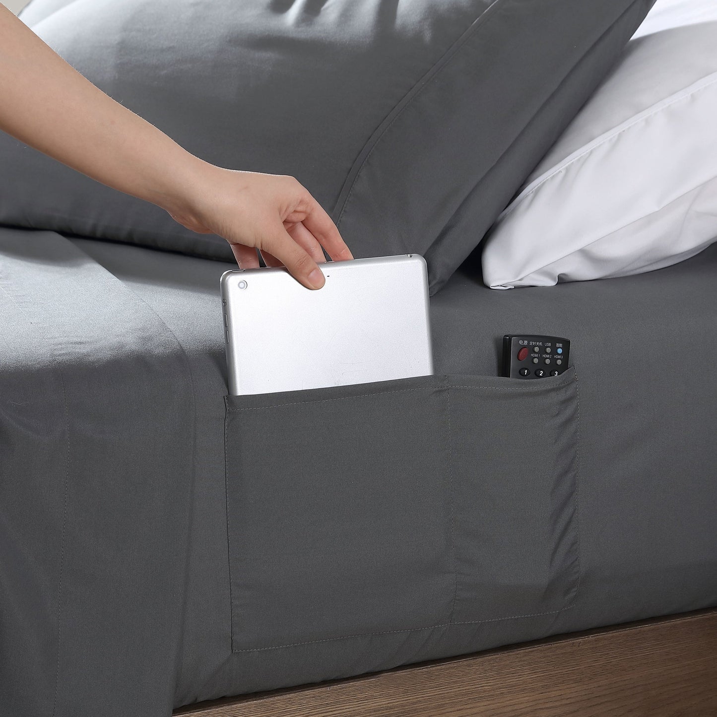 Home Essential Soft Microfiber Smart Sheet Storage Pocket Bedding Sheet Set