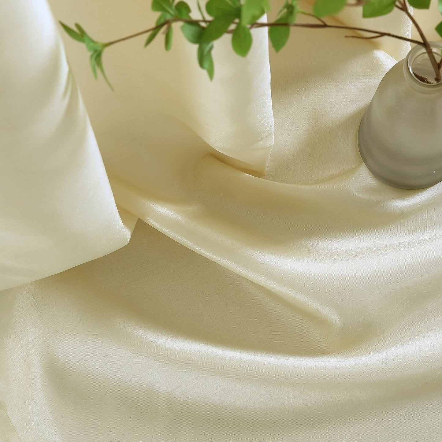 HLC.me Jefferson Faux Silk Semi Sheer Light Filtering Lined Grommet Window Curtain Bedroom, 2 Panels